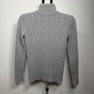 Eddie Bauer Vintage Gray Turtleneck Cable Knit Sweater Women’s Size Medium
